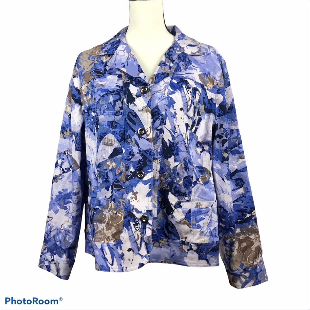 Chico’s blue, white & grey, gray camo jacket